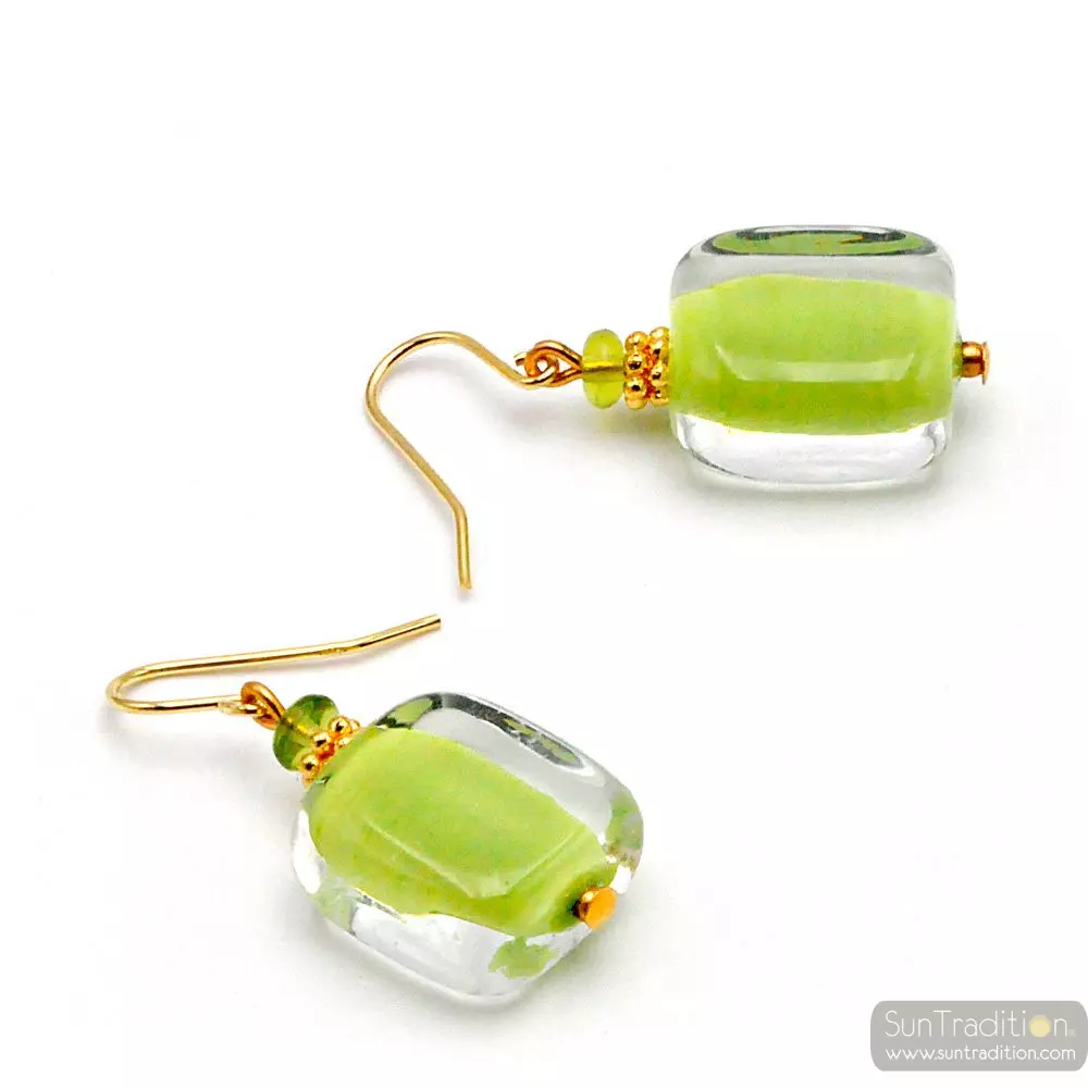 Schissa pastel anise - anise murano glass earrings genuine venice glass