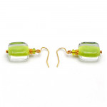 Green murano glass earrings genuine venice glass