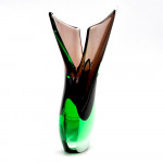 Vase en veritable verre de murano sommerso vert amethyste de venise