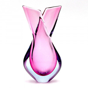 Vase en veritable verre de murano sommerso parme de venise