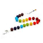 Bollen satin rainbow - halsband murano glas flerfärgad satin äkta 