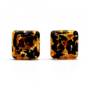 Boutons de manchettes fauve or  en veritable verre de murano de venise