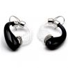 Black and white murano glass earrings creoles genuine glass of venice