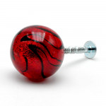 Boutons rouge de tiroir et placards en verre de murano