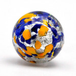 Blue, yellow and silver murano glass bottle cap