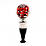 Red, black and silver murano glass bottle cap