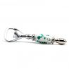 White, green and silver bottle opener in murano glass