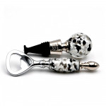 Black and white silver murano glass bottle opener and cap kit