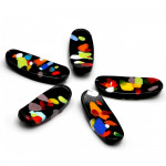 Door knives and chopsticks black spotted, murano glass