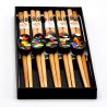 Door knives and chopsticks black spotted, murano glass