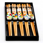 5 knives and chopsticks holders white spotted murano glass