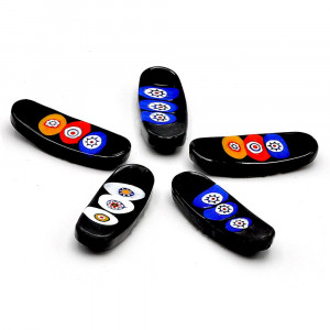 5  knives and chopsticks holders black millefiori murano glass