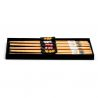 5 black red and yellow millefiori knife and chopstick holders in murano glass