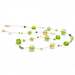 Choker ketting lange groene en goud murano glas van venetië