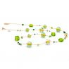 Collar largo sautoir verde de cristal de murano de venecia