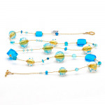 Necklace long blue murano glass of venice