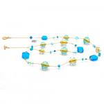 Long necklace blue murano glass of venice