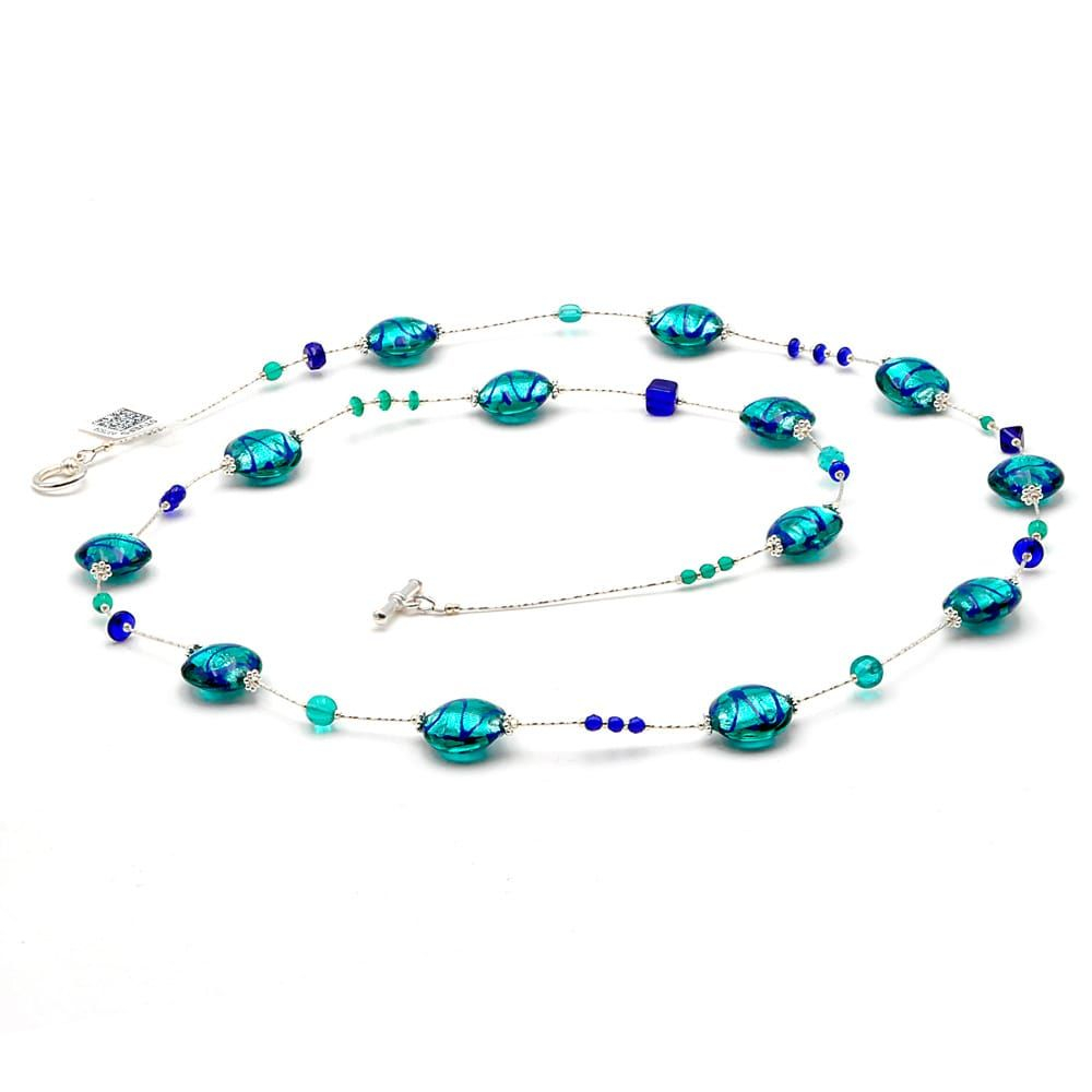 Halskette lang blau echtes muranoglas aus venedig