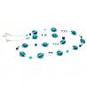 Lapis blue murano glass long necklace genuine from venice
