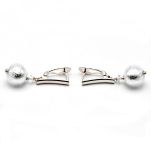 Ball plata - aretes en verdadero cristal de murano de venecia