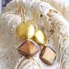 Boucles d'oreilles verre murano pendantes or