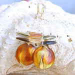 Boucles d'oreilles verre murano pendantes ambre