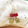 Red and green murano glass jewelry earrings