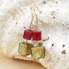 Red murano glass earrings