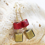 Boucles d'oreilles murano rouge et vert