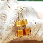 Boucles d'oreilles pendantes verre murano or