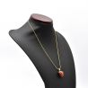 Pendant in 925 silver plate and gold heart murano glass red and gold