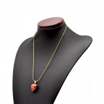 Pendant in 925 silver plate and gold heart murano glass red and gold