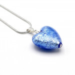 Pendant in silver 925 and heart murano glass blue