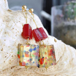 Boucles d'oreilles verre murano rouge