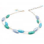 Blue silver murano glass necklace