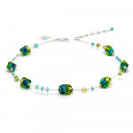 Colar de cristal murano verde e azul de veneza