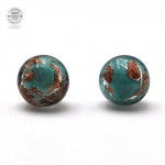 Stud green emerald and aventurine earrings in genuine murano glass from venice