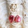 Ruby genuine venice murano glass earrings