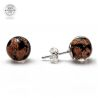 Aventurine and black stud earrings in genuine murano glass from venice