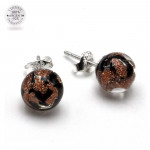 Aventurine and black stud earrings in genuine murano glass from venice