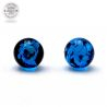 Light blue and black stud earrings genuine glass of murano from venice