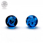 Pendientes de perno azul claro y negro genuino cristal de murano de venecia