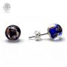 Stud earrings cobalt blue and aventurine in genuine murano glass of venice