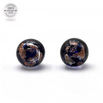 Stud earrings cobalt blue and aventurine in genuine murano glass of venice