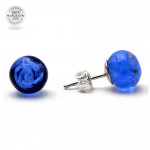 Navy blue navy stud earrings genuine murano glass of venice