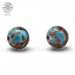 Blue turquoise and aventurine stud earrings in genuine murano glass from venice