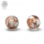  white and aventurine stud earrings in genuine murano glass from venice