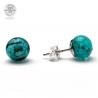 Green emerald and black stud earrings genuine glass of murano from venice