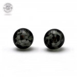 Gray and white stud earrings genuine murano glass of venice