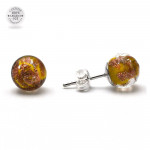 Yellow and aventurine stud earrings in genuine murano glass from venice